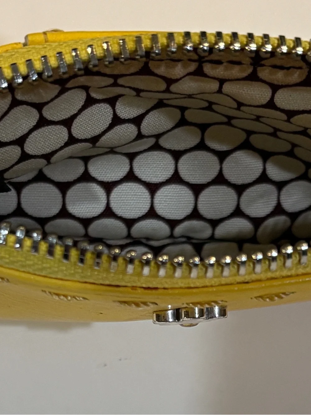 Brighton Yellow Leather Coin Pouch with Polka Dot Lining